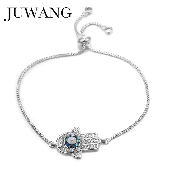New evil eye JUWANG Турецкий Дурной глаз браслеты для женщин микро проложить Циркон Шарм регулируемые цепи Мода ручной работы ювелирные изделия подарок - Окраска металла: New evil eye
