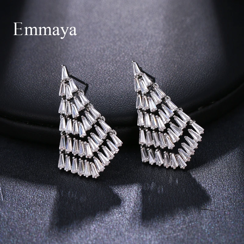 Женские серьги Emmaya в форме рождественской елки с фианитами модные украшения для