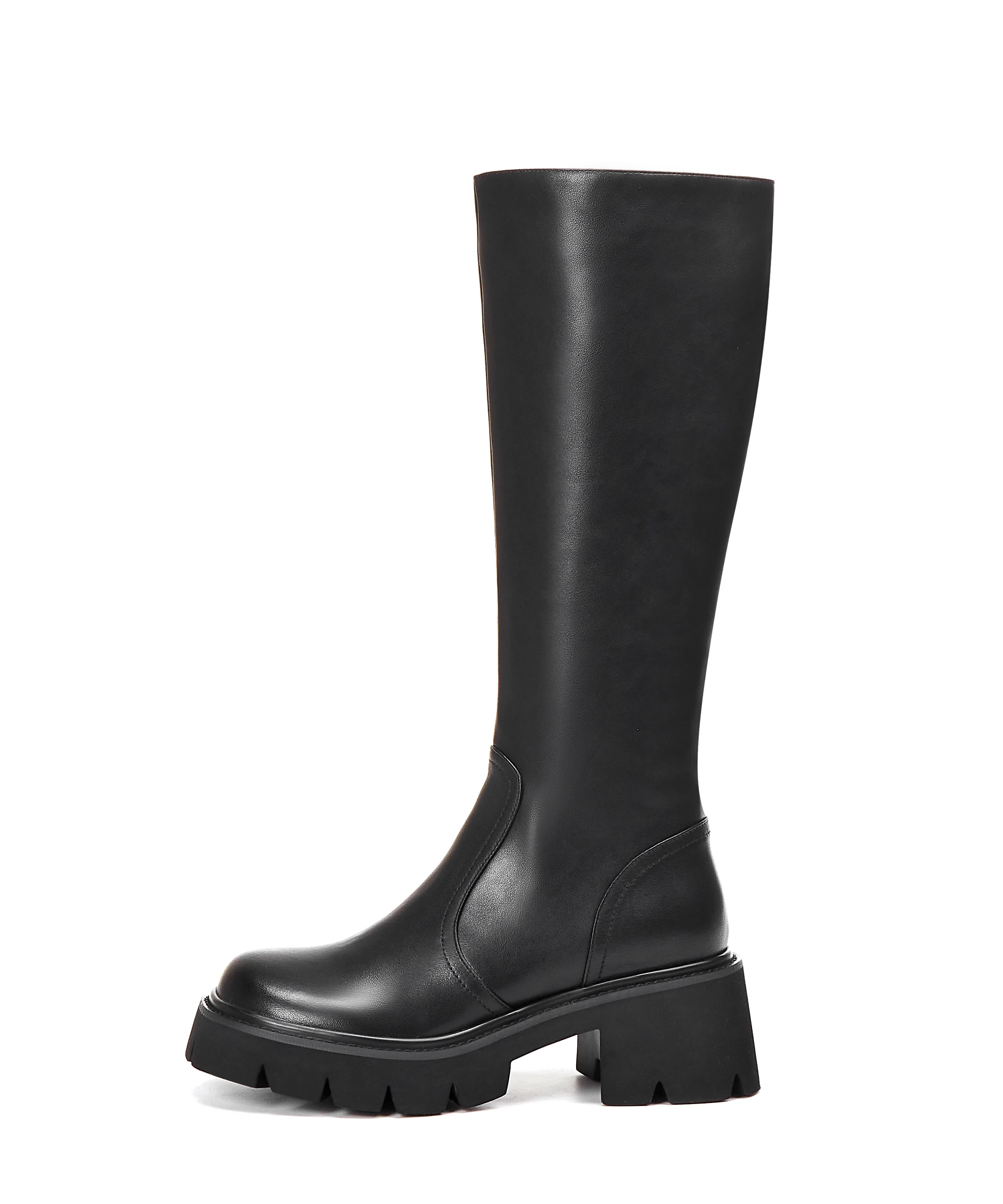 

Autumn Winter New British Style Leather Boots Women's Thick Heel Thick Bottom High Tube Casual Fashion Mid-calf Knight Boots