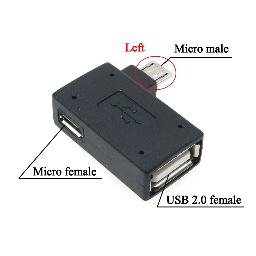 1 шт. 90-градусный прямоугольный мини USB 5pin гнездовой к Micro Штекерный адаптер для