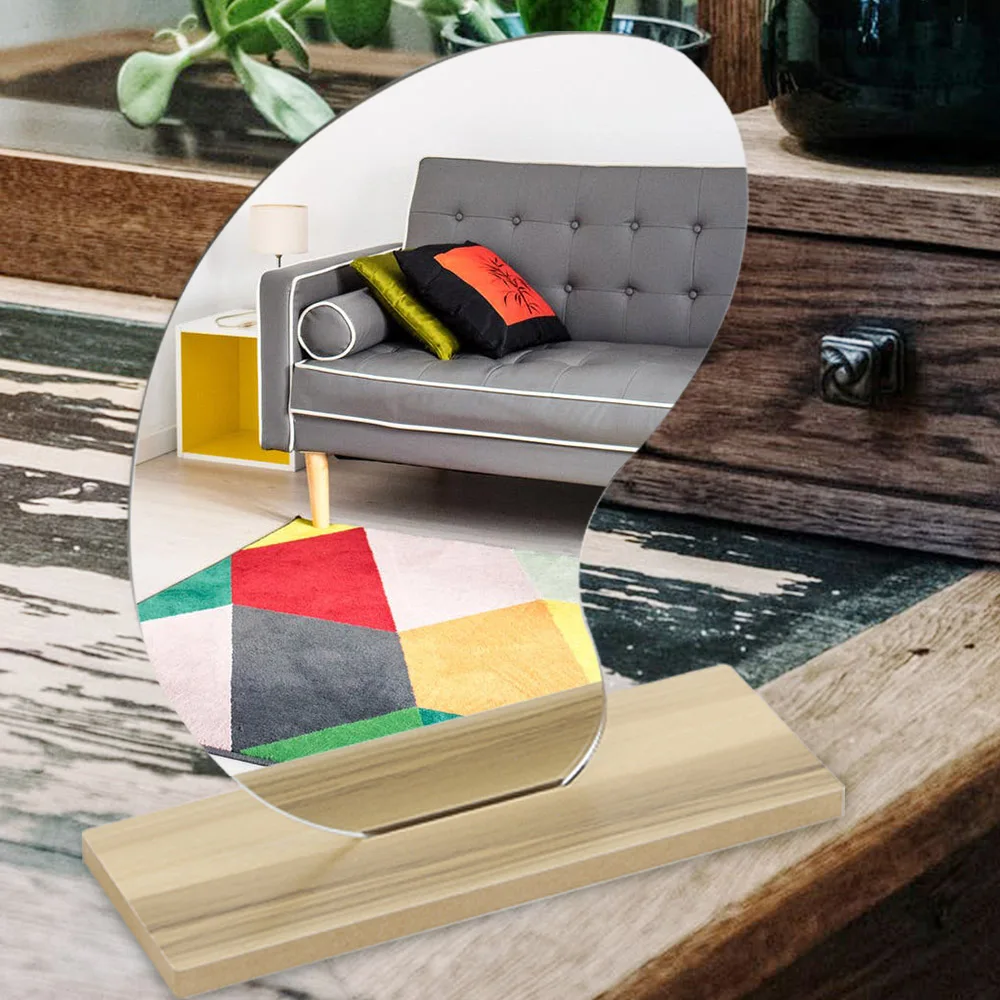 

1/2pcs Korean Style Ins Irregular Acrylic Decorative Makeup Mirror Wooden Base Cosmetic Beauty Tools De Maquillaje Dropshipping