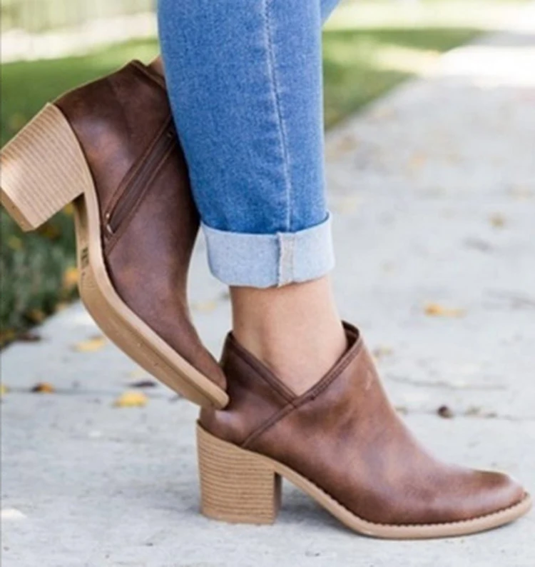 Women Shoes Retro Suede Mid Heel Ankle Boots 2020 Chic Summer Female Block Heels Casual Botas Mujer Booties Feminina | Обувь