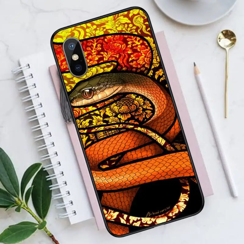 

Color art artistic painting snake Phone Case for iPhone 11 12 pro XS MAX 8 7 6 6S Plus X 5S SE 2020 XR Luxury brand shell