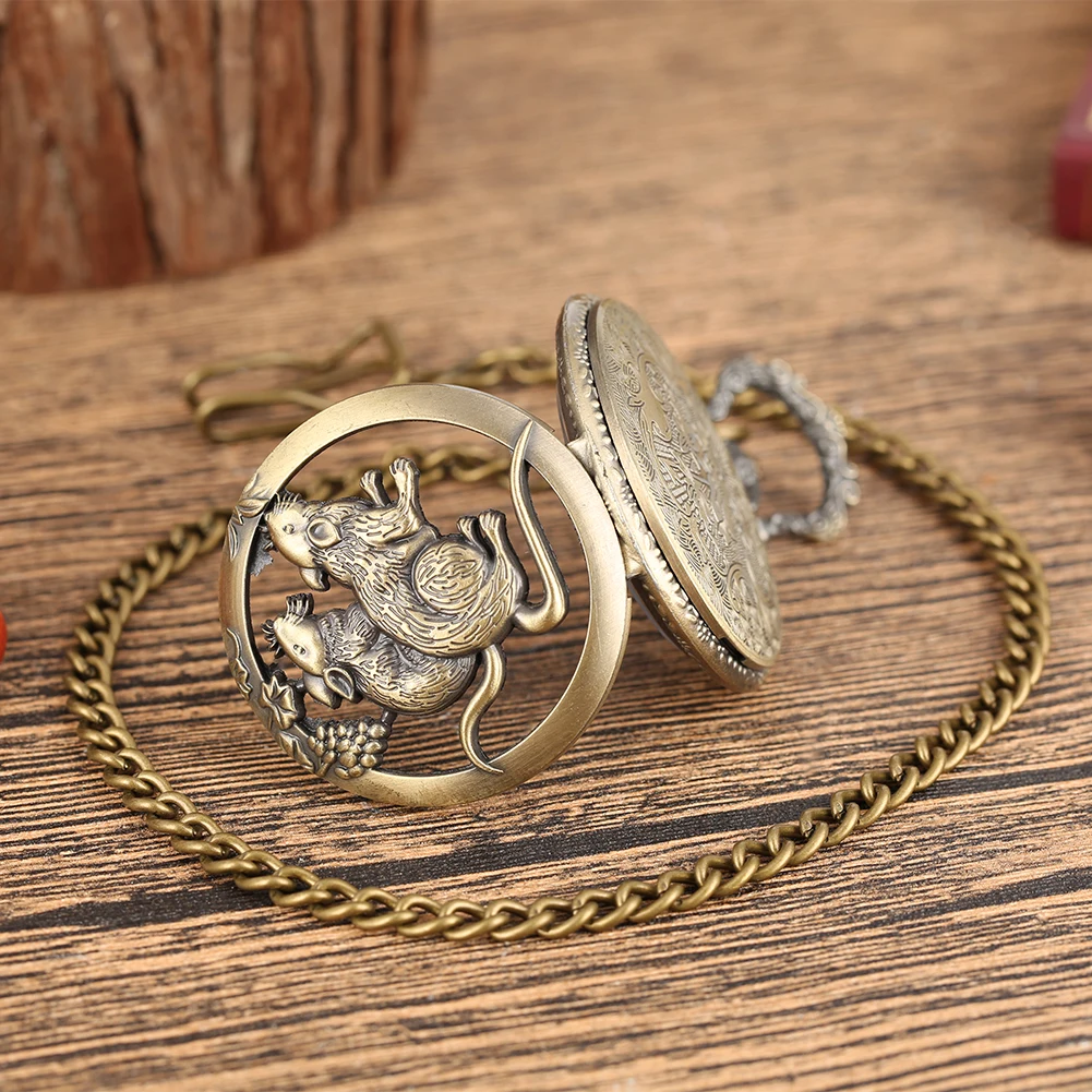 Карманные часы кварцевые традиционные китайские Зодиак с изображением мыши