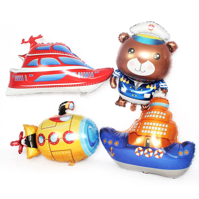 DIY мультяшный дневной корабль с подводной лодкой фольгированный воздушный шар