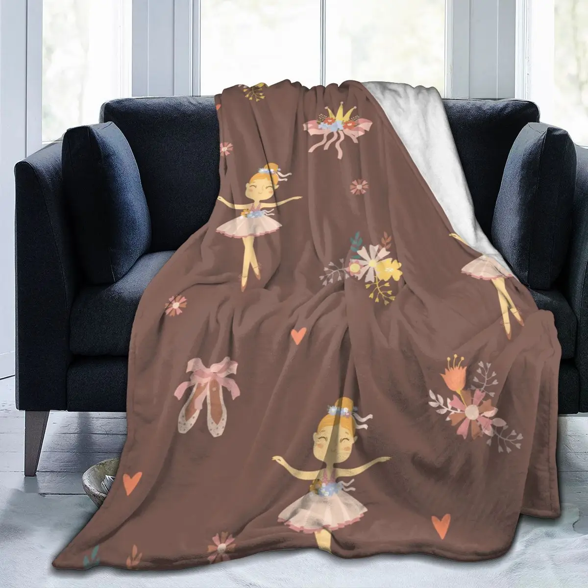 

Flannel Blanket Cute Ballet Girl Light Thin Mechanical Wash Warm Soft Blankets Throw on Sofa Bed Travel Patchwork