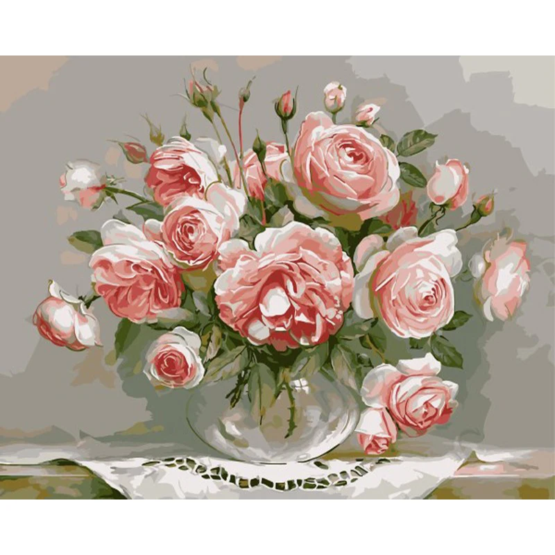 

SELILALI Flowers Bloom Painting By Numbers Pictures By Number Flower Oil Painting For Adults Oil Painting Home Decoration
