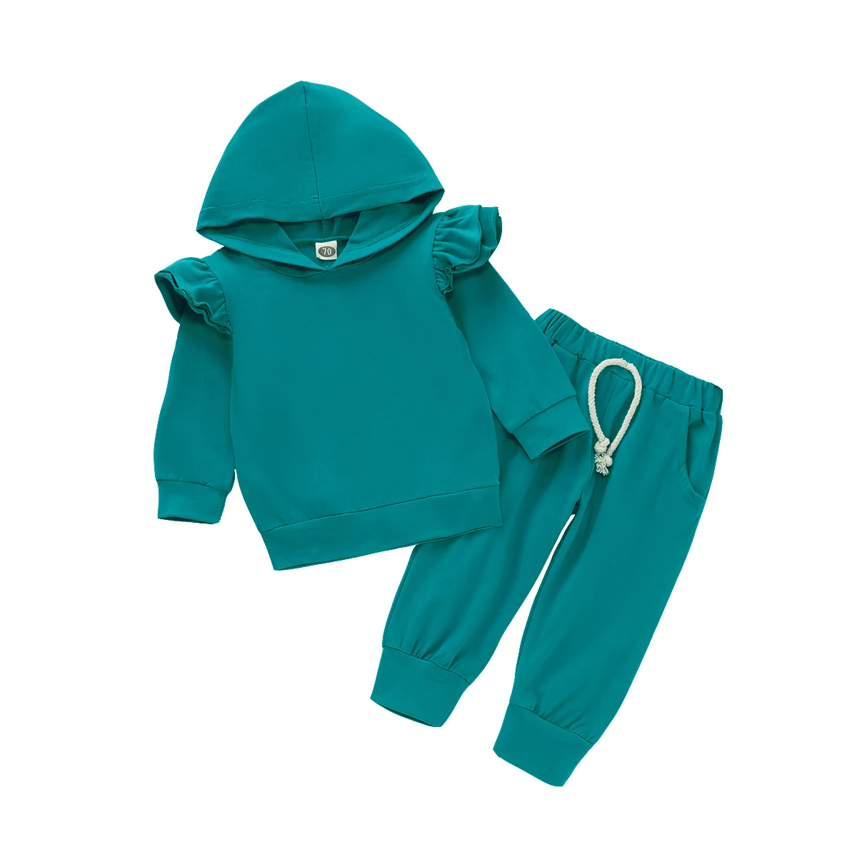 Осень 2019 однотонный хлопковый Повседневный Топ с длинным рукавом для маленьких