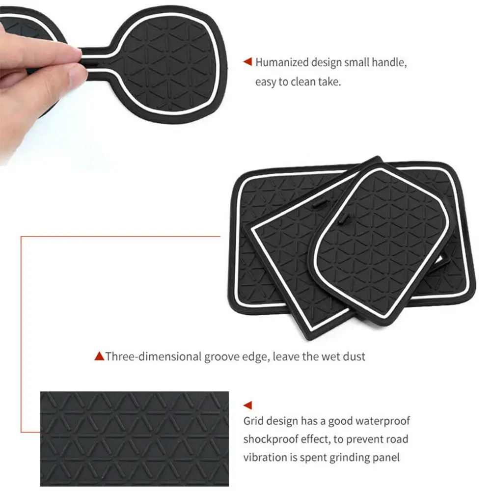 

PVC Inner Gate Slot Mats Non-slip Cup Holder Pads Fits For Toyota RAV4 2019 2020