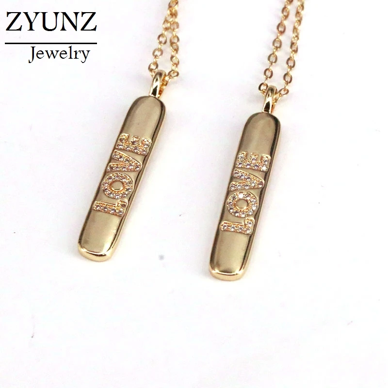 

5PCS, Gold Letter Love Bar Pendant Necklaces for Women CZ Gold Fine Jewelry Gift