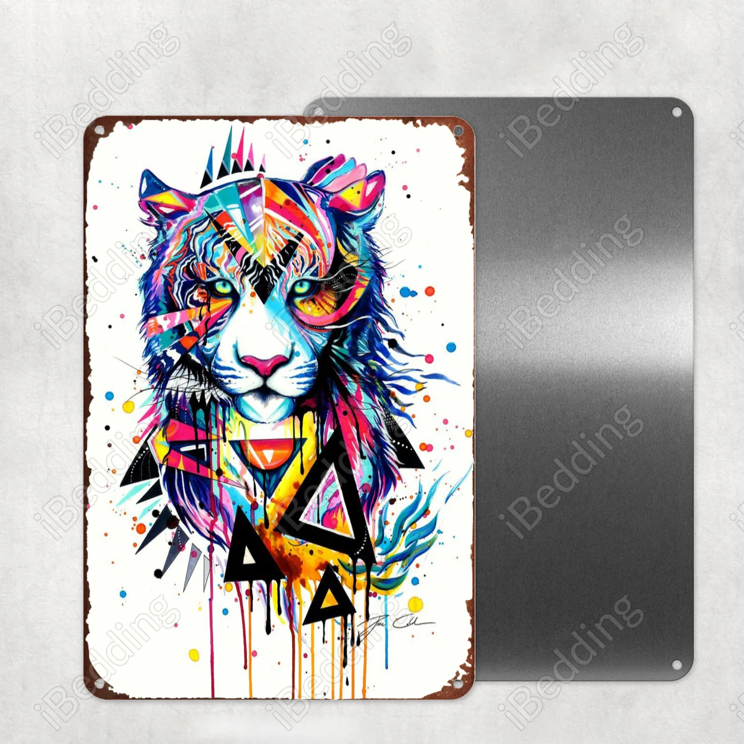 

Абстрактный тигр, металлическая фотография, панель для бара, паба, клуба, Настенный декор, железная живопись, декоративная пластина 20x30 см