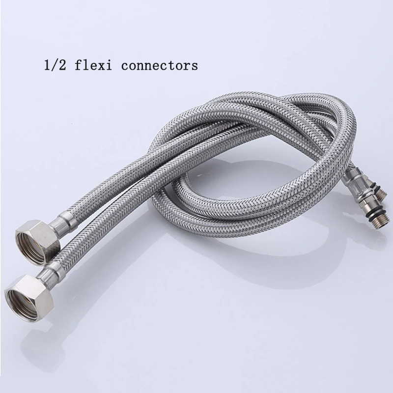 

1Pair G1/2 Stainless Steel Flexible Plumbing Pipes Basin Hose Tap Connectors for Cold Hot Mixer Bathroom Kitchen Faucets