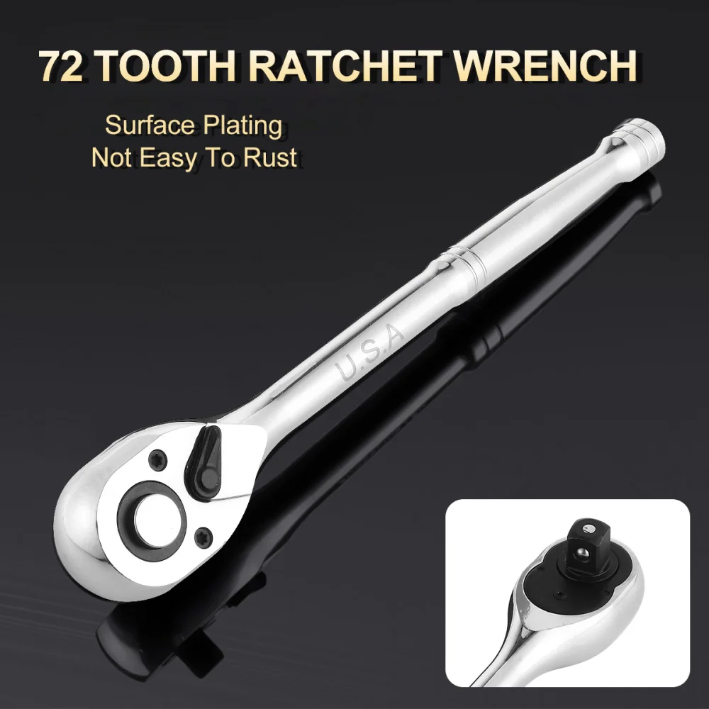 

72 Teeth 1/2 Inch Ratchet Wrench Quick Release Socket Spanner Repair Tool