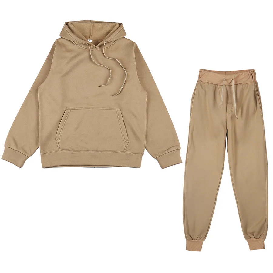 

Solid Color Mens Full Suit Tracksuit Simple Style Sweatpants Hoodies For Men Pure Color 2 Piece Set Fitness Sets Warm Streetwear