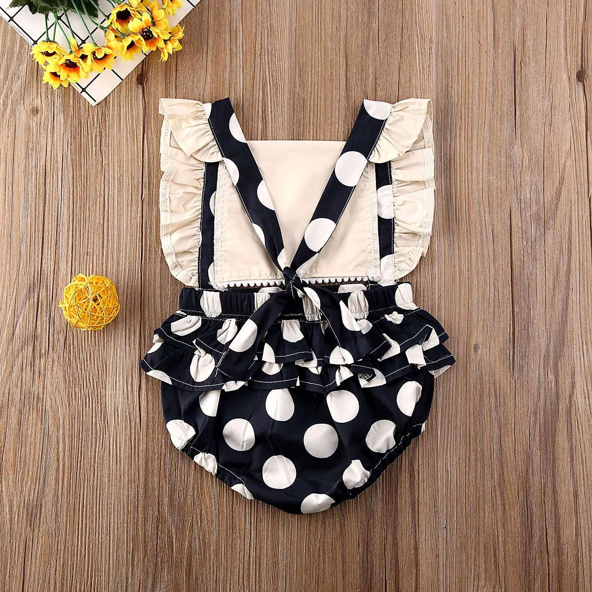 0-24M Newborn Infant Baby Girl Ruffles Romper Cute Dot Jumpsuit Backless Overalls Toddler Costumes Summer | Детская одежда и обувь