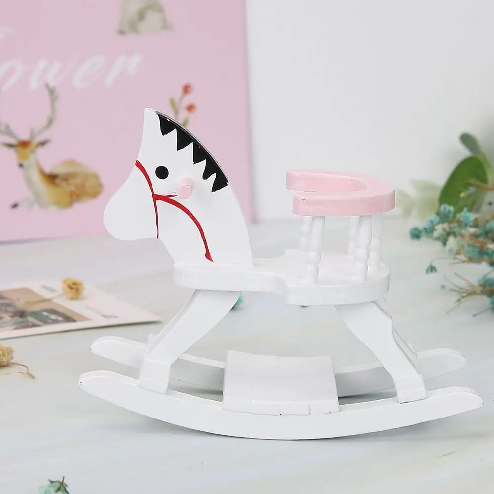 

3Pcs 1:12 Miniature Dollhouse 3D Wooden Furniture Mini Cradle Rock Horse Walker Chair Baby Room Furniture Model