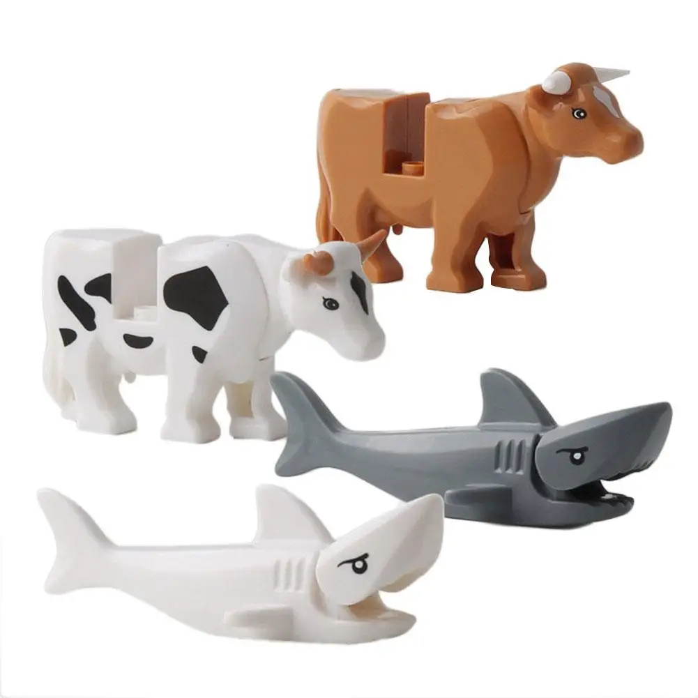 Набор строительных блоков: пантера снега леопарда крокодил тигр животные корова