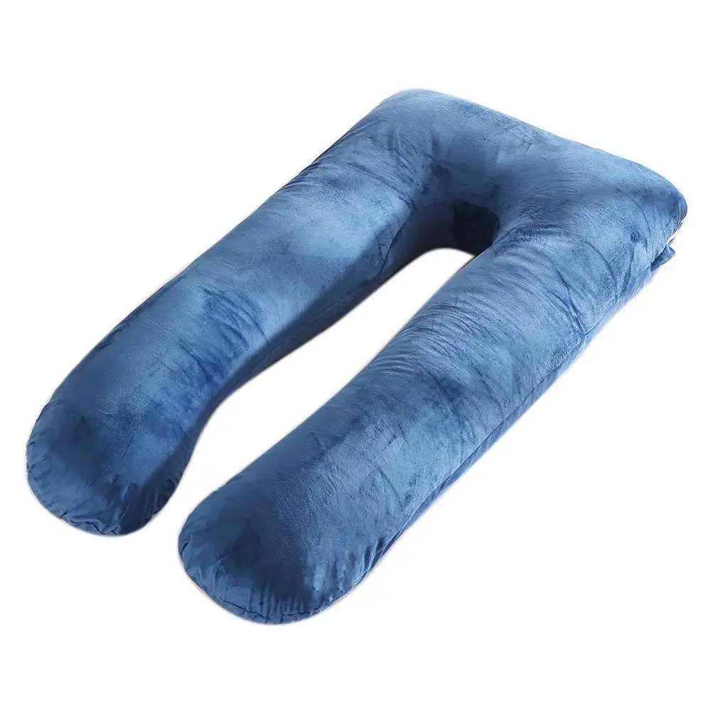 Blue B Подушка из чистого хлопка, u-образная Подушка для беременных, полосатая серая Подушка для сна для беременных женщин - Цвет: Blue B