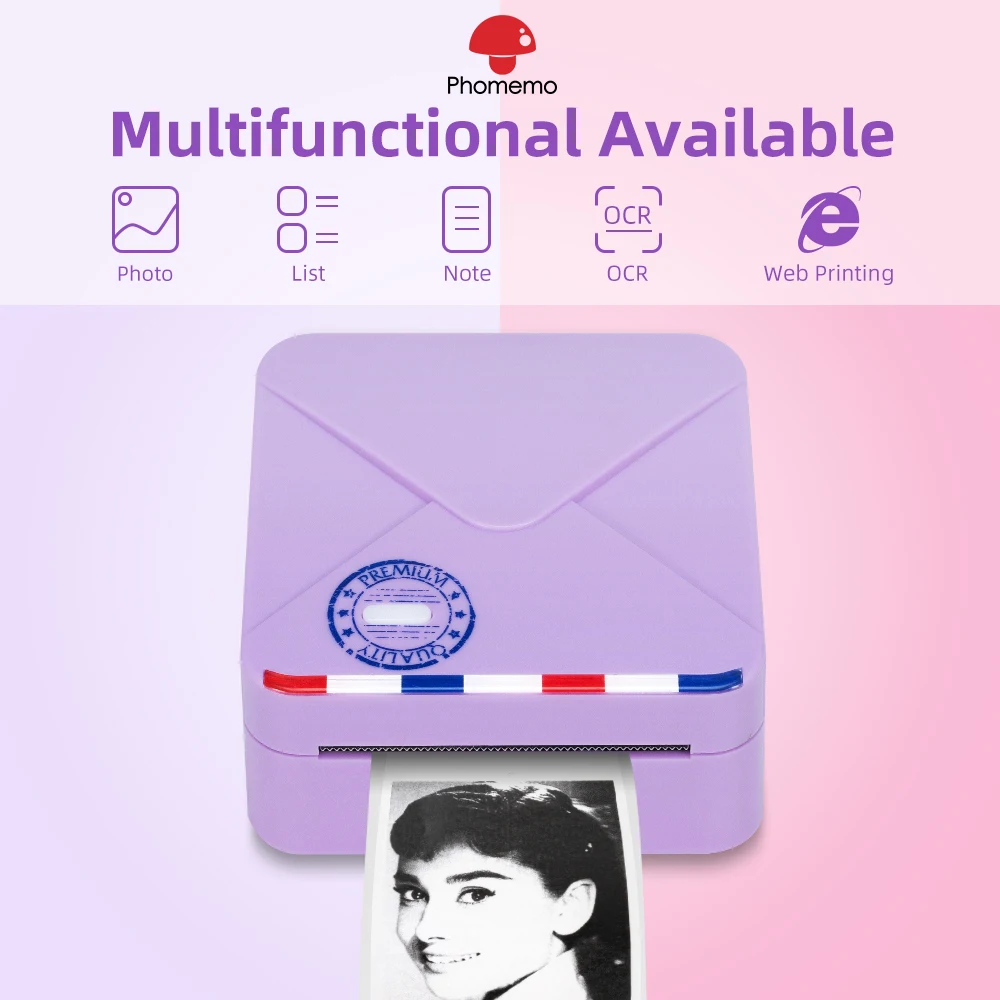 M02S Термопринтер для фотографий Phomemo портативный мини Bluetooth принтер