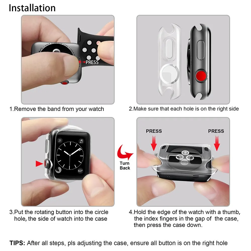 Прозрачный Ультратонкий чехол для Apple Watch 4 44 мм 40 ТПУ Защита экрана iWatch серии 3/2 42 38
