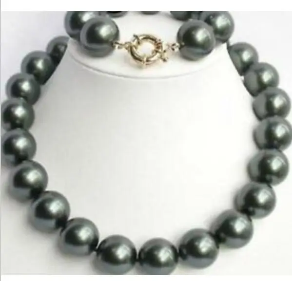 

Красивое Жемчужное ожерелье AAA 16 мм с черной раковиной в Южном море, браслет 18 дюймов 8 дюймов
