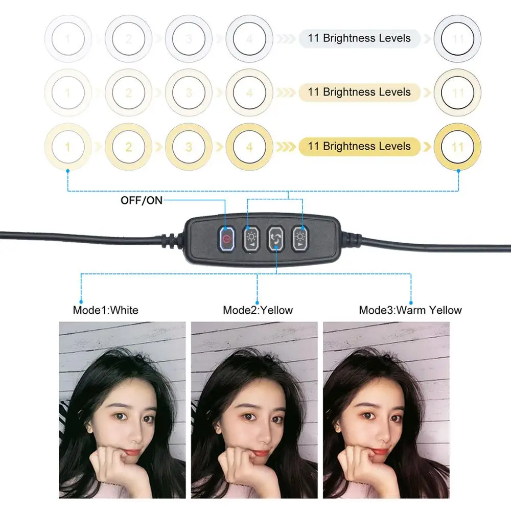 

10" LED Ring Light Photographic Selfie Ring Lighting with Stand for Smartphone Youtube Makeup Video Studio Tripod Ring Light