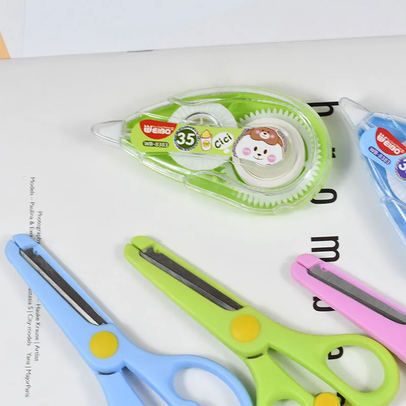 8383 белая Корректирующая лента Crraction и ножницы школьные принадлежности