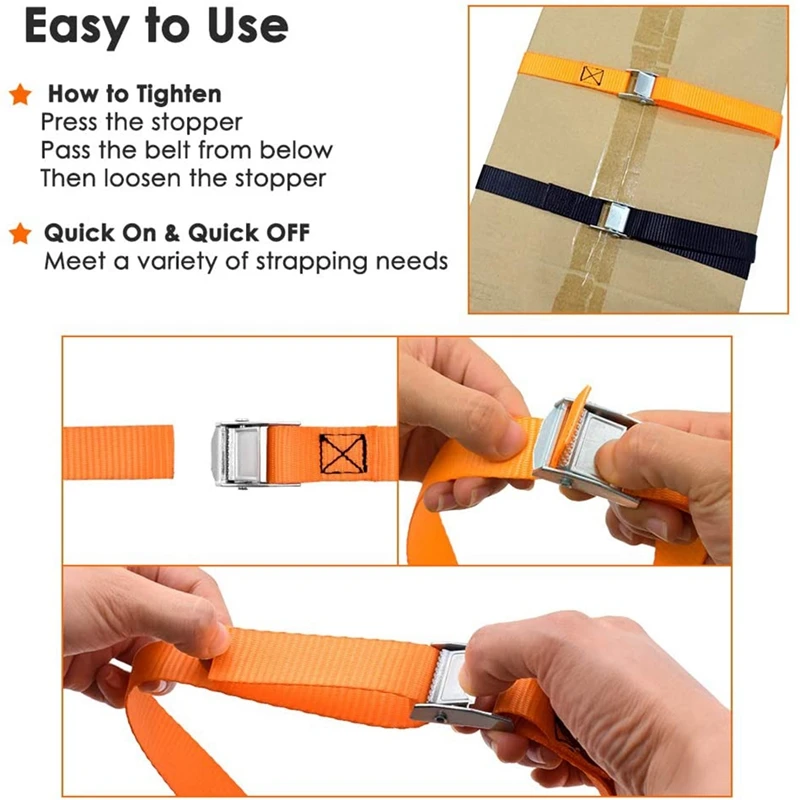

Lashing Straps Tie Down Straps with Zinc Alloy Cam Lock Buckle Up , for Cargo, Gear, Bikes & More (4 Pack)