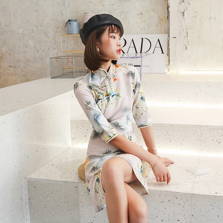 Winter Dress Clothe Elegant Retro Chinese Traditional Cheongsam Qipao New Year | Тематическая одежда и униформа