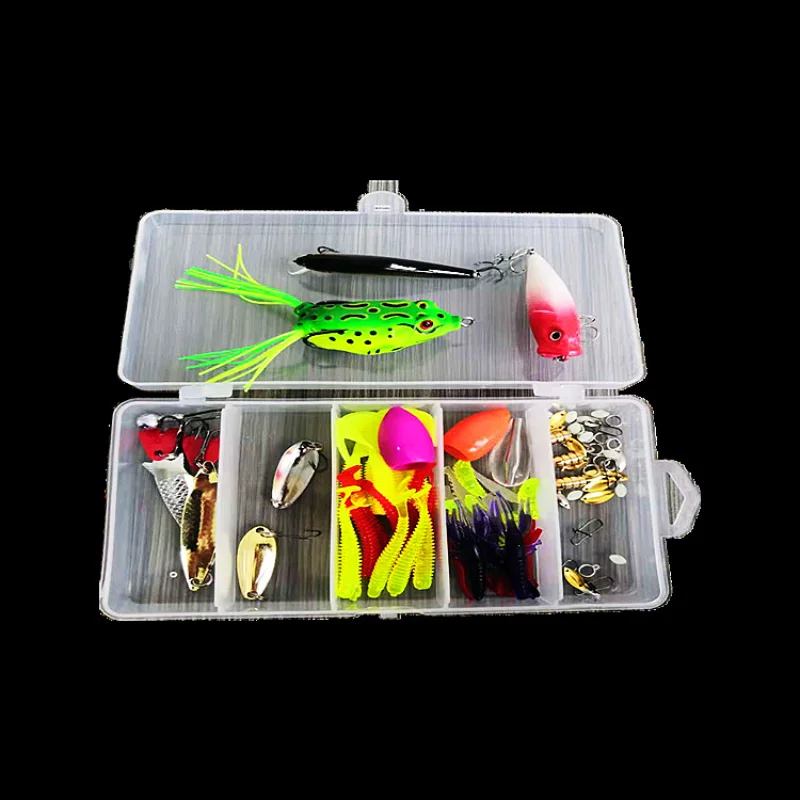 

New 82 Pieces Lure Sets of Boxes Metal Hard Bait Bionic Soft Bait Light Sea Water Rock Fishing Fishing Rod Accessories