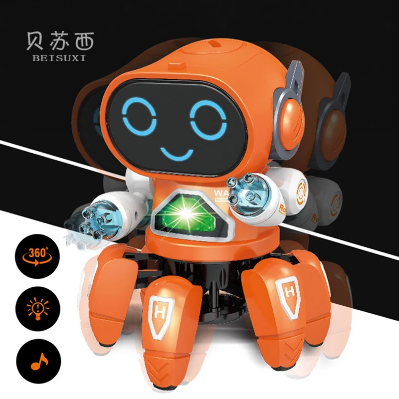 

Новинка 360, детские игрушки, 6-крапаночный робот, танцевальный Электрический светильник, музыкальный подарок мужчине, девочке на день рожден...