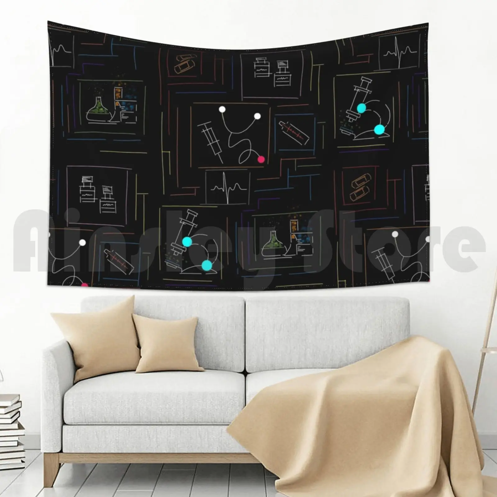 Гобелен Medecine шапка цвета черный Lab здравоохранение фармацевтический стетоскоп