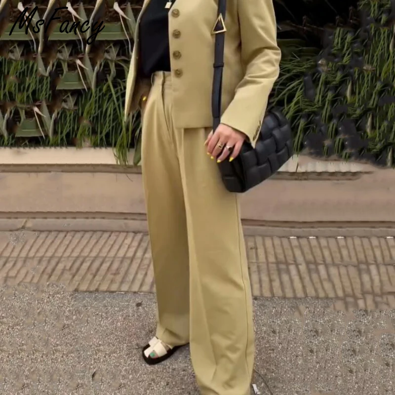 Комплект брюк Msfancy женский модный однобортный короткий Блейзер брюки с высокой