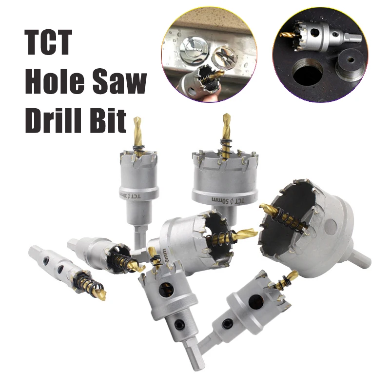 

14-200mm TCT Hole Saw Drill Bit Alloy Carbide Cobalt Steel Cutter Stainless Steel Hole Openner Plate Iron Metal Cutting Kit