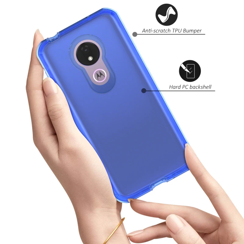 Hard Back Case for Motorola Moto G7 Power Play Full Cover with Built-in Screen Protector Shock Absorption Case for Moto G7 Play