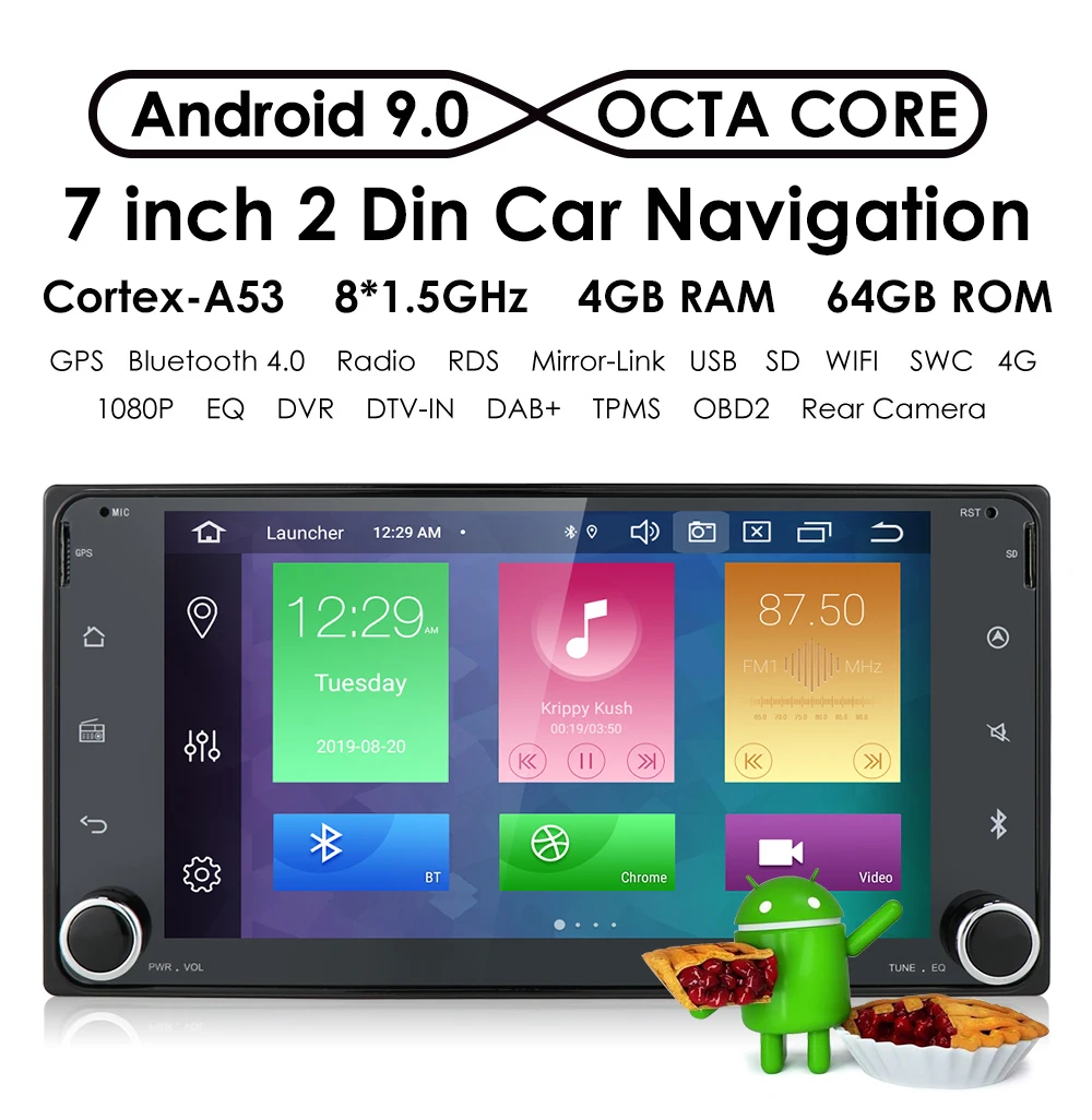 PX5 4G+ 64G Android9.0 автомобильный Радио мультимедийный плеер универсальный gps навигация Bluetooth WiFi 2din Авторадио Стерео аудио для Toyota