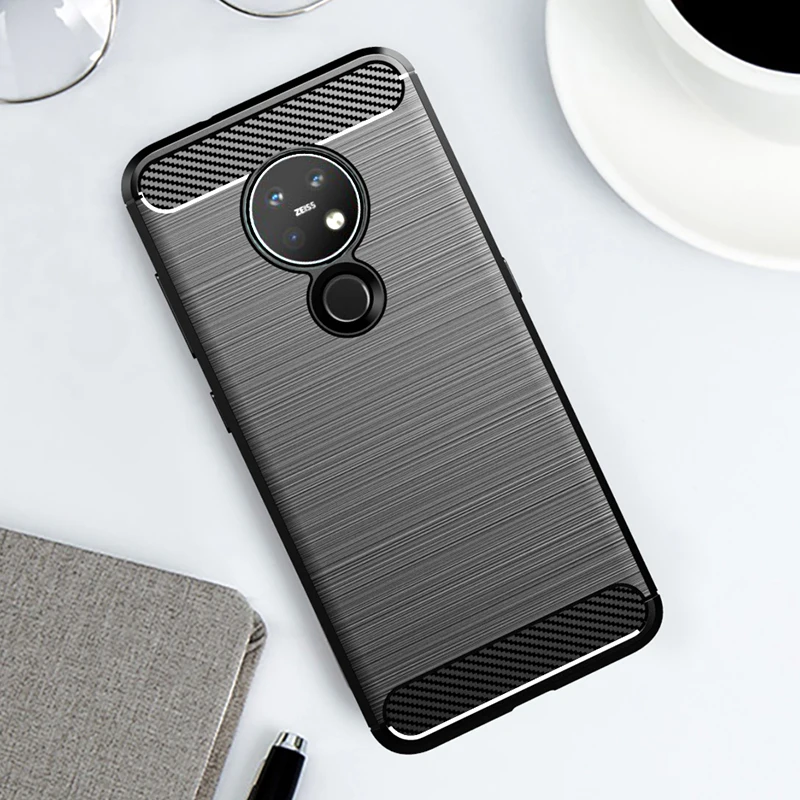Силиконовый мягкий ТПУ чехол для Nokia 7 2 текстурированный матовый из углеродного