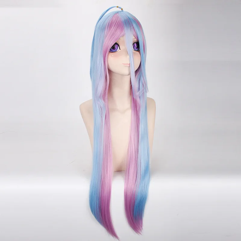 Без игры нет жизни Shiro натуральный прямой 2 тона синий фиолетовый микс