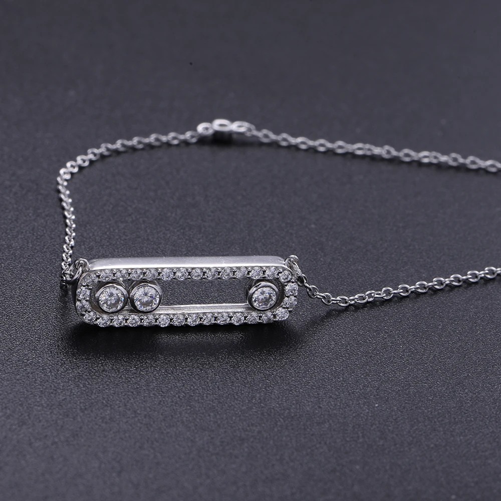 Женское длинное ожерелье из серебра 925 пробы с подвеской движущегося