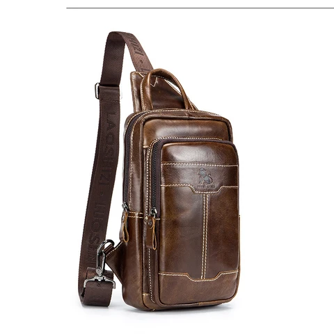 Нагрудная сумка из натуральной масляной кожи для мужчин, дизайнерские мессенджеры, модная мужская Вместительная деловая Сумочка на плечо