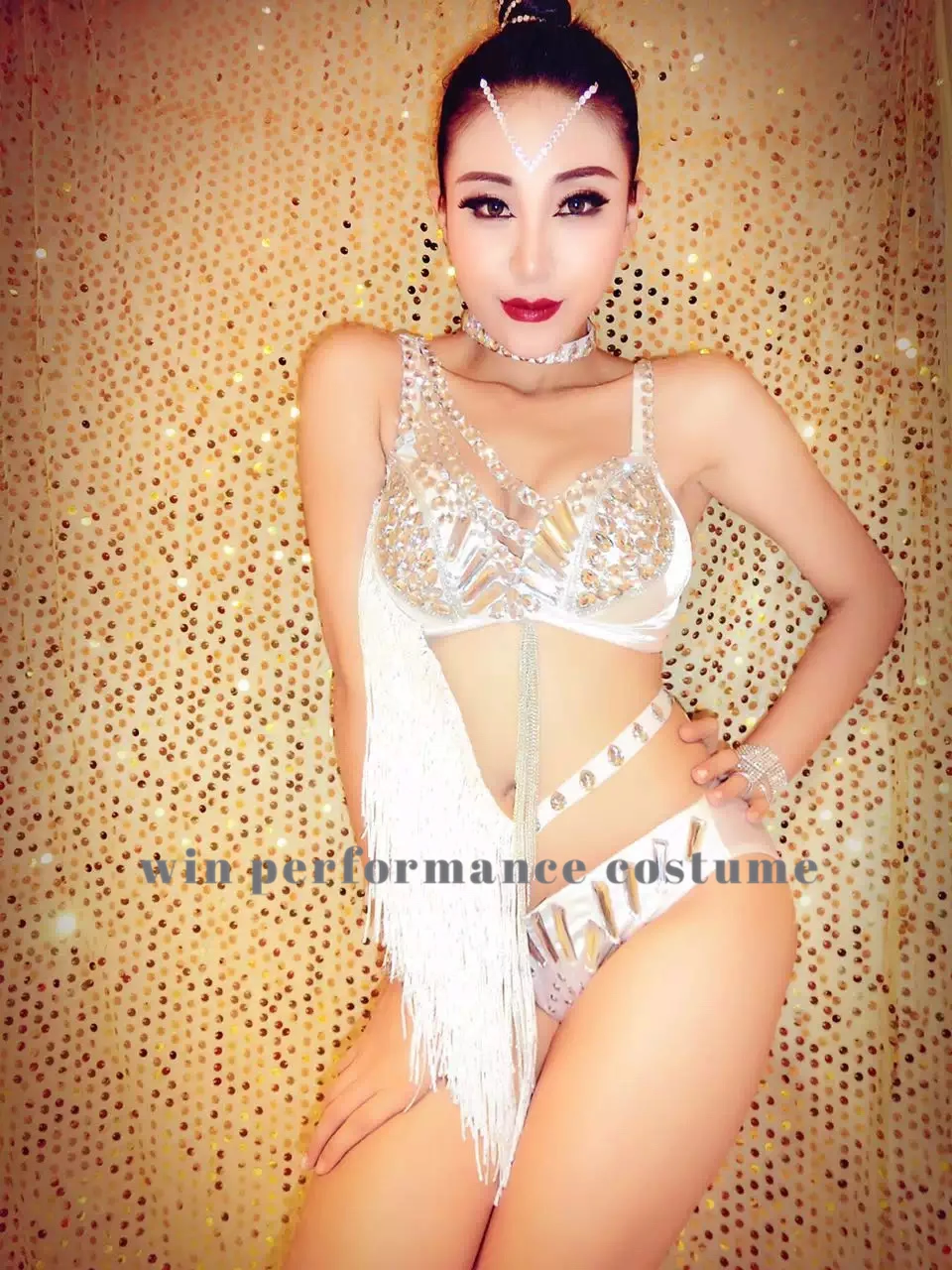 Костюм для танцев gogo Bar костюм ведущей танцевальной команды блестящий вышитый