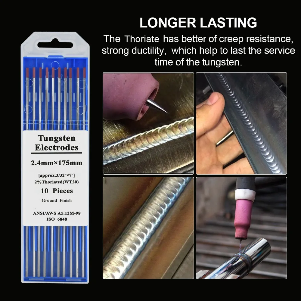 

10PCS/Set Professional Tungsten Electrodes Welding Electrodes 1.6 2.4 mm WT20 WC20 WL20 WL15 WZ8 WP WY20 WR20 Tig Rods