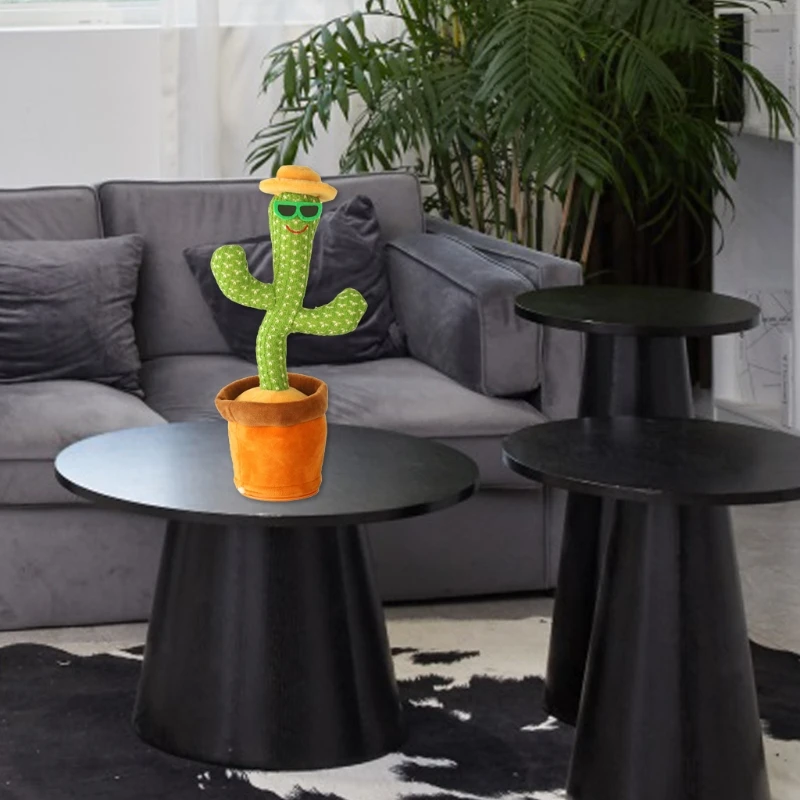 

32cm Funny Electric Dancing Cactus Plush Toy with Music Singing And Swinging Straw Hat Potted Plant Stuffed Toy Plant Toy