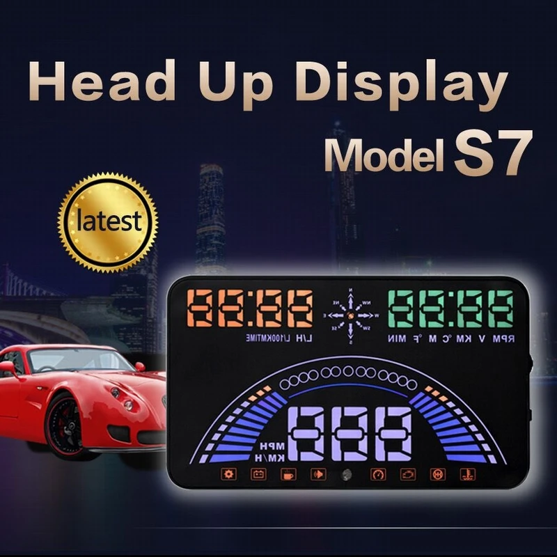 XUNMA S7 NEW HUD OBD2 GPS Smart Head Up Display Speed Monitoring 9 Interface Digital Gauge Meter Turbo Brake Test OBD Scanner | Автомобили