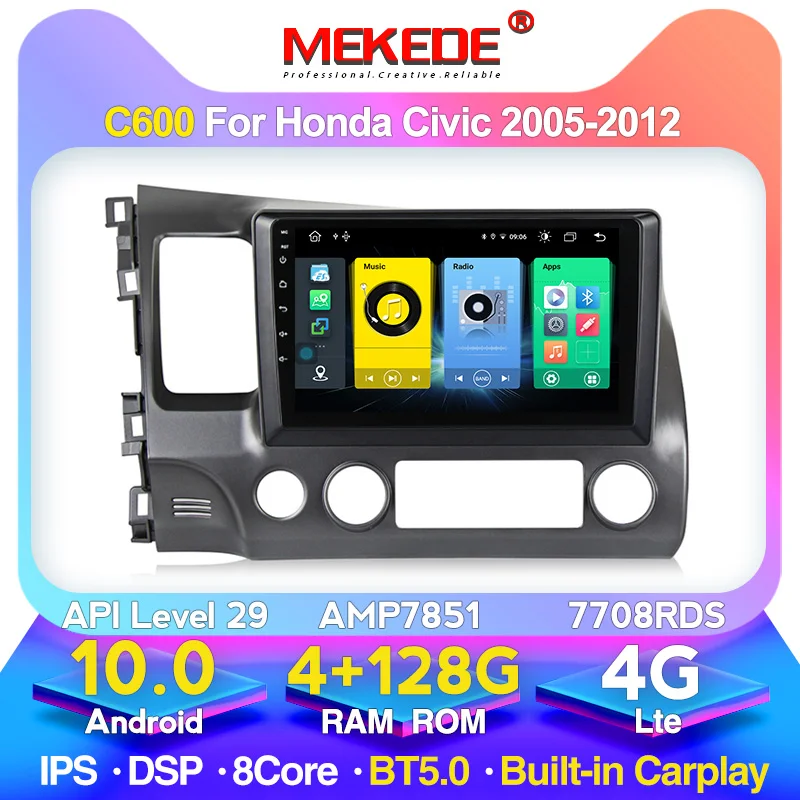 MEKEDE Android 10 0 для Honda Civic 2006-2011 мультимедийная система GPS-навигация поддержка RDS Carplay