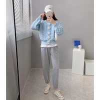candy color harajuku long sleeve loose cardigans spring autumn sweet streetwear flower button chic knitted outwear lady sweater