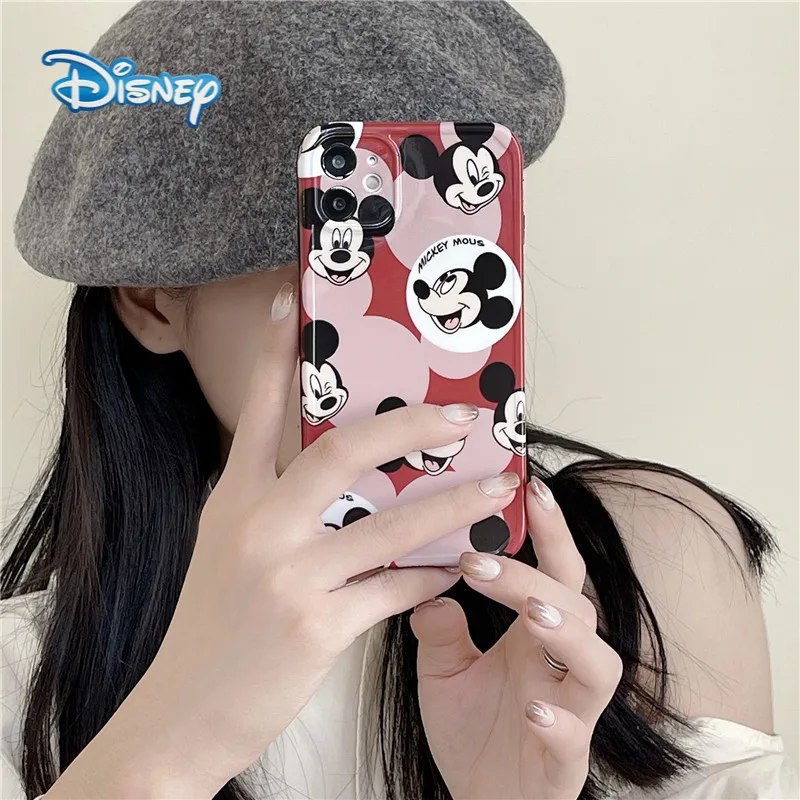 

Disney Mickey Cartoon Phone Case for iPhone 13 12 11 Pro Max X XR 7 8 Plus Cute Anti-Fall Cellphone Protective Covers Gift