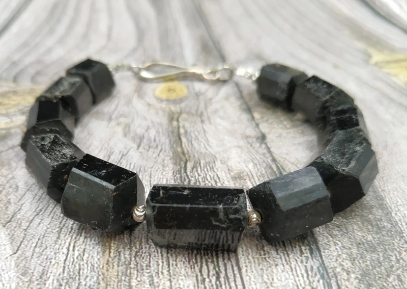 Застежка разделитель браслета из черного турмалина пирита YA4012 | Украшения и