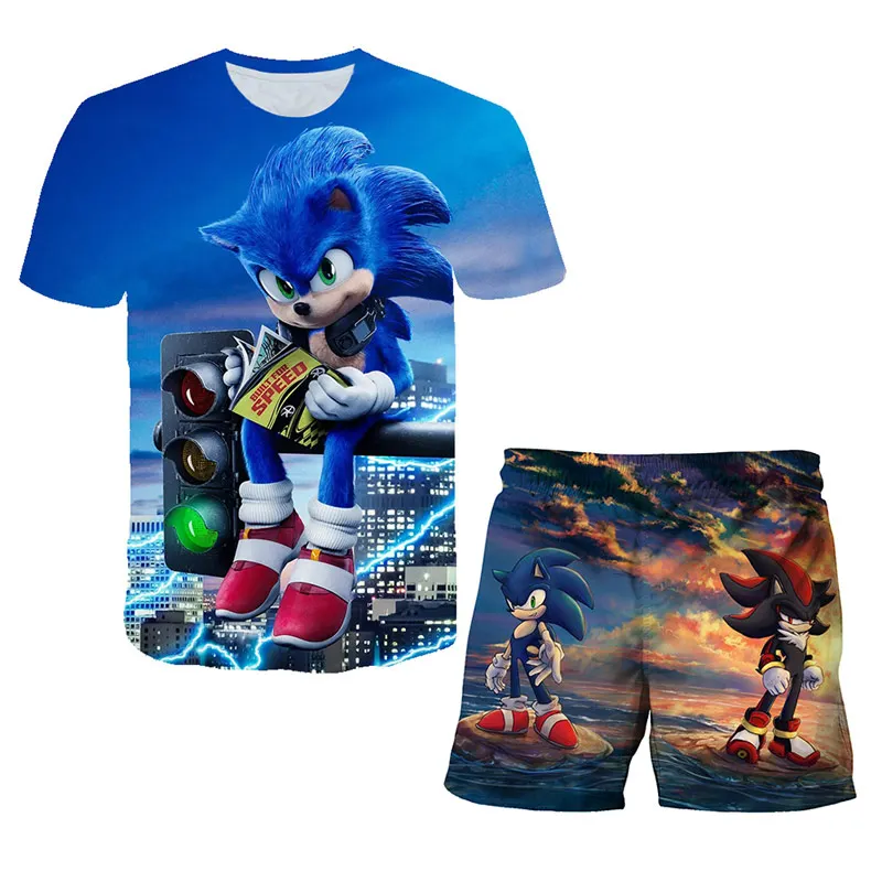 

Summer Clothes Kid Suits Cartoon 3D Printed Sonic the Hedgehog t- shirt Casual Boys Girls FashionT Shirt Shorts 2Pcs/set Toddler