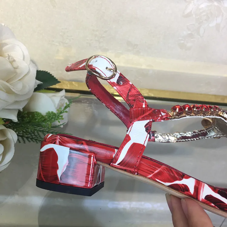 Женские босоножки на среднем каблуке летние пляжные туфли с открытым носком и